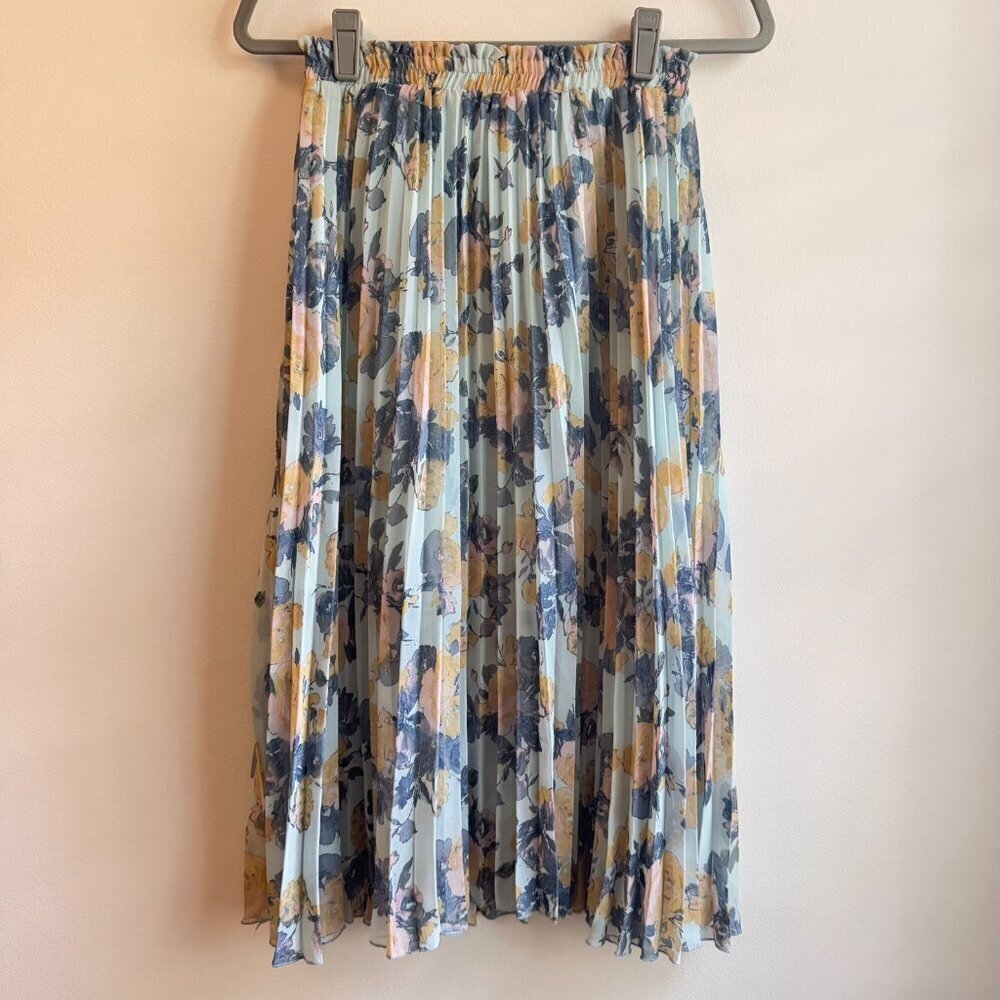 Disney Cinderella Pleated Floral Cottage Midi Skirt Size XS Cottagecore Romantic